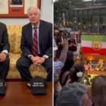 Iranians in London maintain candlelight vigil for Lindsey Graham outdoors US Embassy